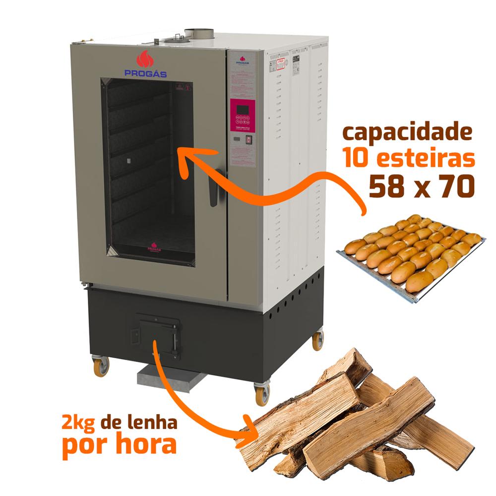 Forno Turbo Lenha Com Capacidade 10 Esteiras E Fornalha Frontal PRTLF-10000 Bivolt - Progás