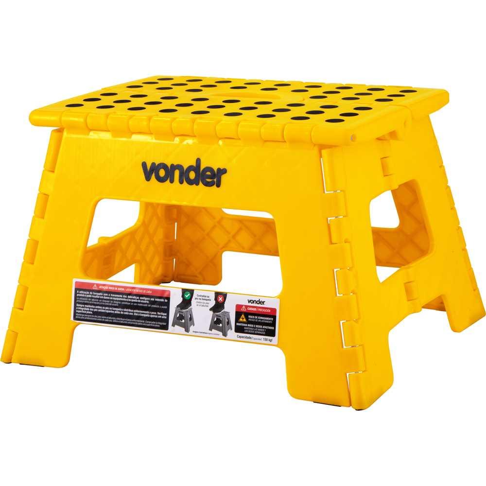 Banqueta Plástica Dobrável Amarela Com Altura 220mm - Vonder 3540022001