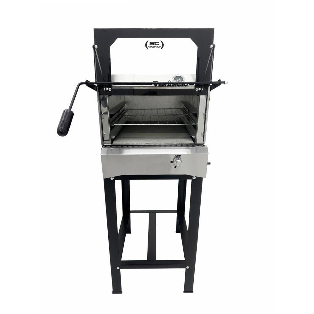 Kit Forno De Lastro a Gás Refratário Inox FIR80G Venâncio + Pá Para Pizza e Kit Gás
