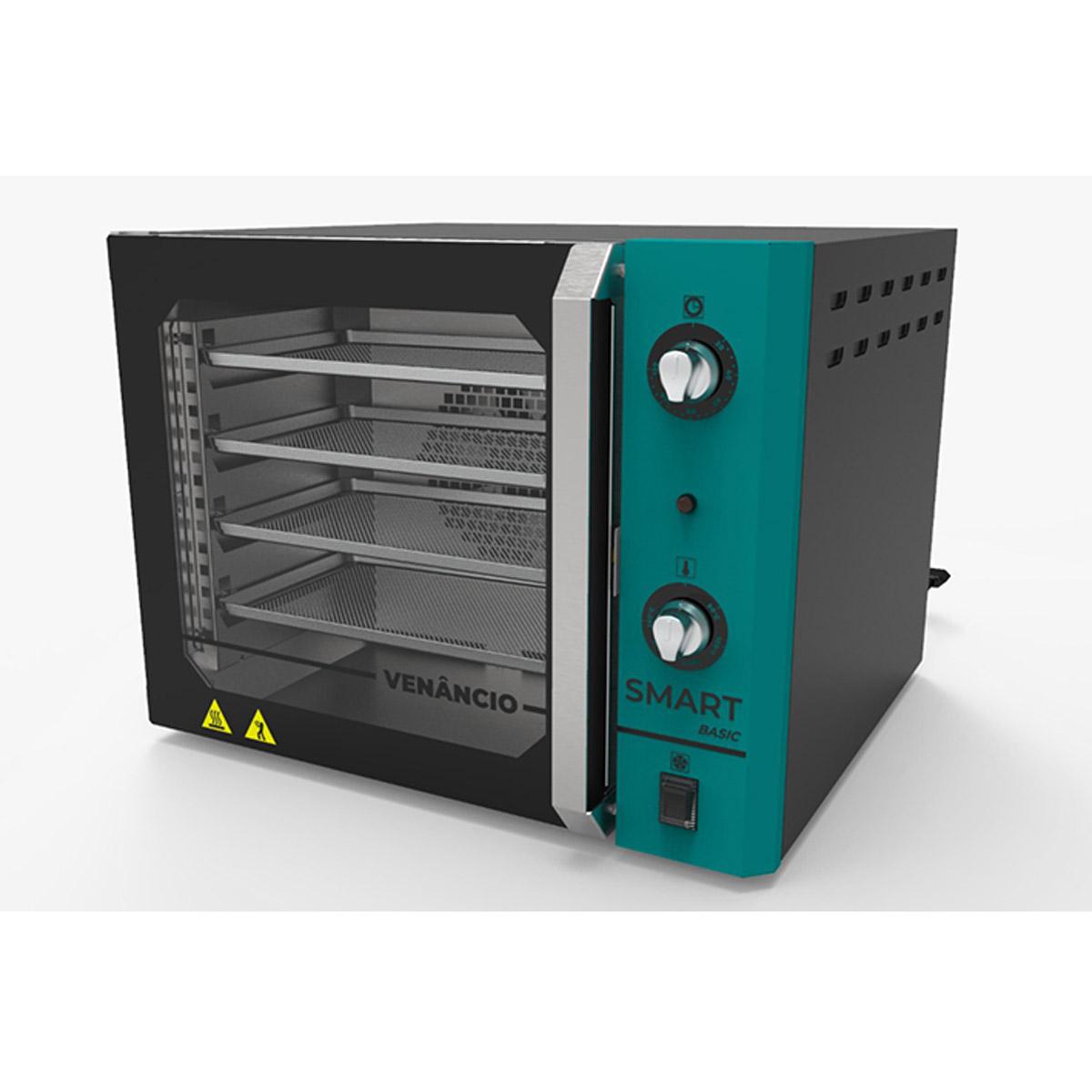 Forno Turbo Convector Smart Preto e Azul Turquesa FCSB4E 220v + Bancada CFCS Preto - Venâncio