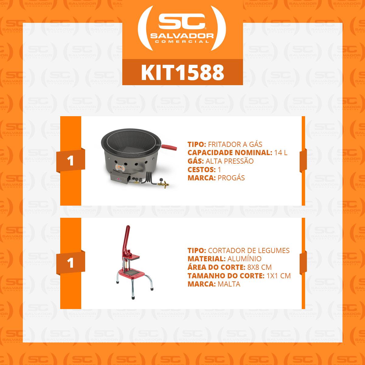 Tacho Fritador de Mesa a Gás Alta Pressão 14L Óleo PR-14G Progás e Cortador de Legumes