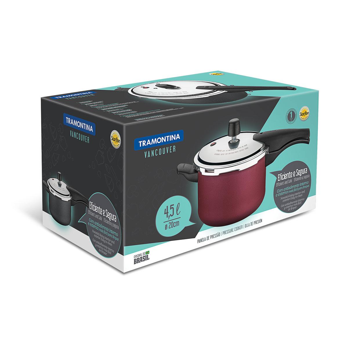 Panela de Pressão 4,5L 20cm Vancouver Antiaderente Grafite - Tramontina