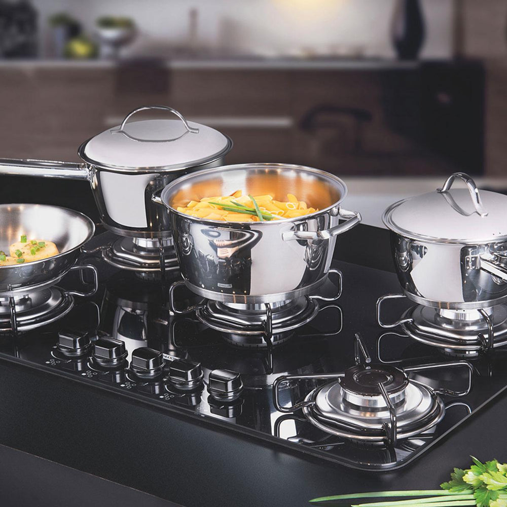 Jogo de Panelas Allegra Em Aço Inox Com Fundo Triplo e Tampas de Inox 4 Peças - Tramontina 65650270