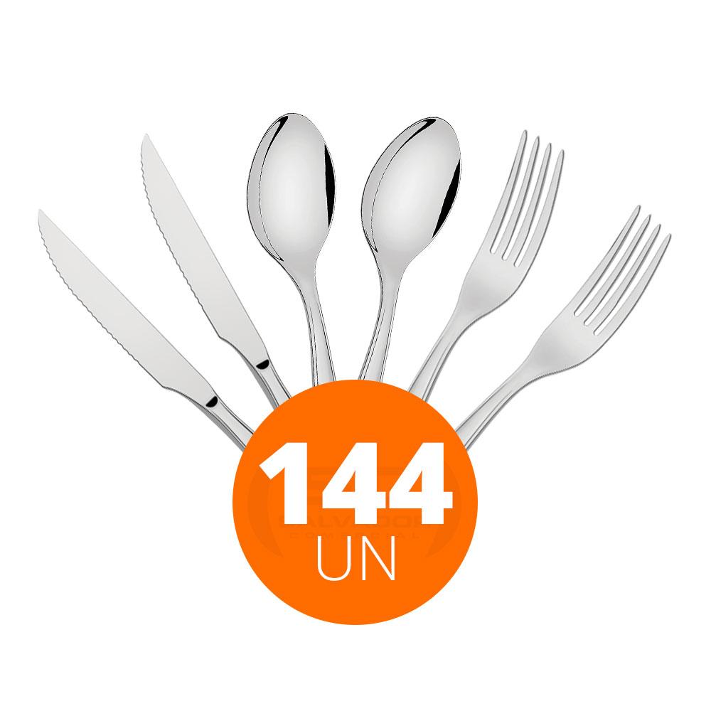 KIT - Jogo de Facas, Garfos e Colheres Luxo Laguna 144 Peças em Aço Inox ITOP - Tramontina
