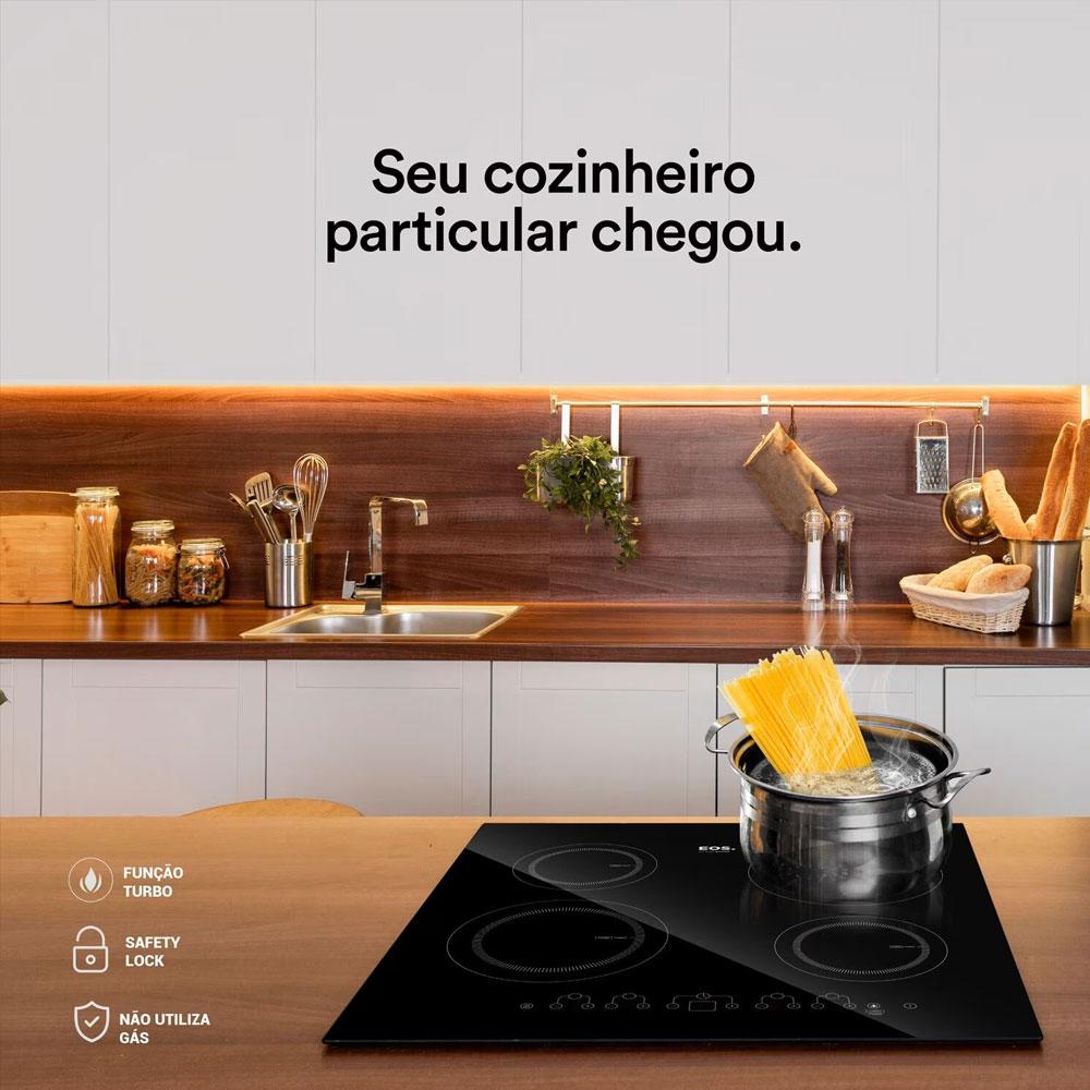 Fogão Cooktop de Indução 4 Bocas Preto 7500w Cheff Gourmet Eci04ep 220v - Eos B166390