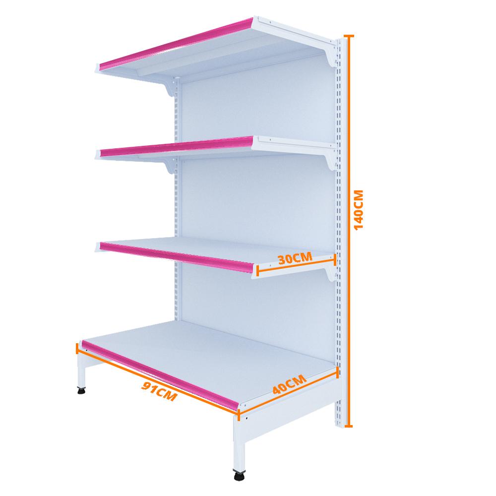 Gôndola Prateleira New Plus 1,40 Ponta GP - Sa Gôndolas Porta Etiquetas Rosa