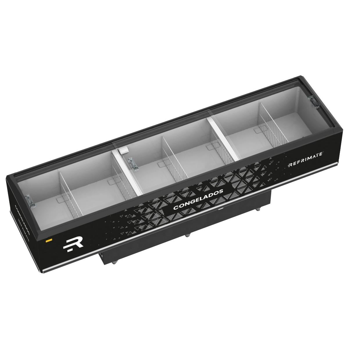 Expositor Ilha Vanguard Top Congelados Resfriados 800L Vidro Semicurvo 3,00m EIVT 3000 127V Refrimate