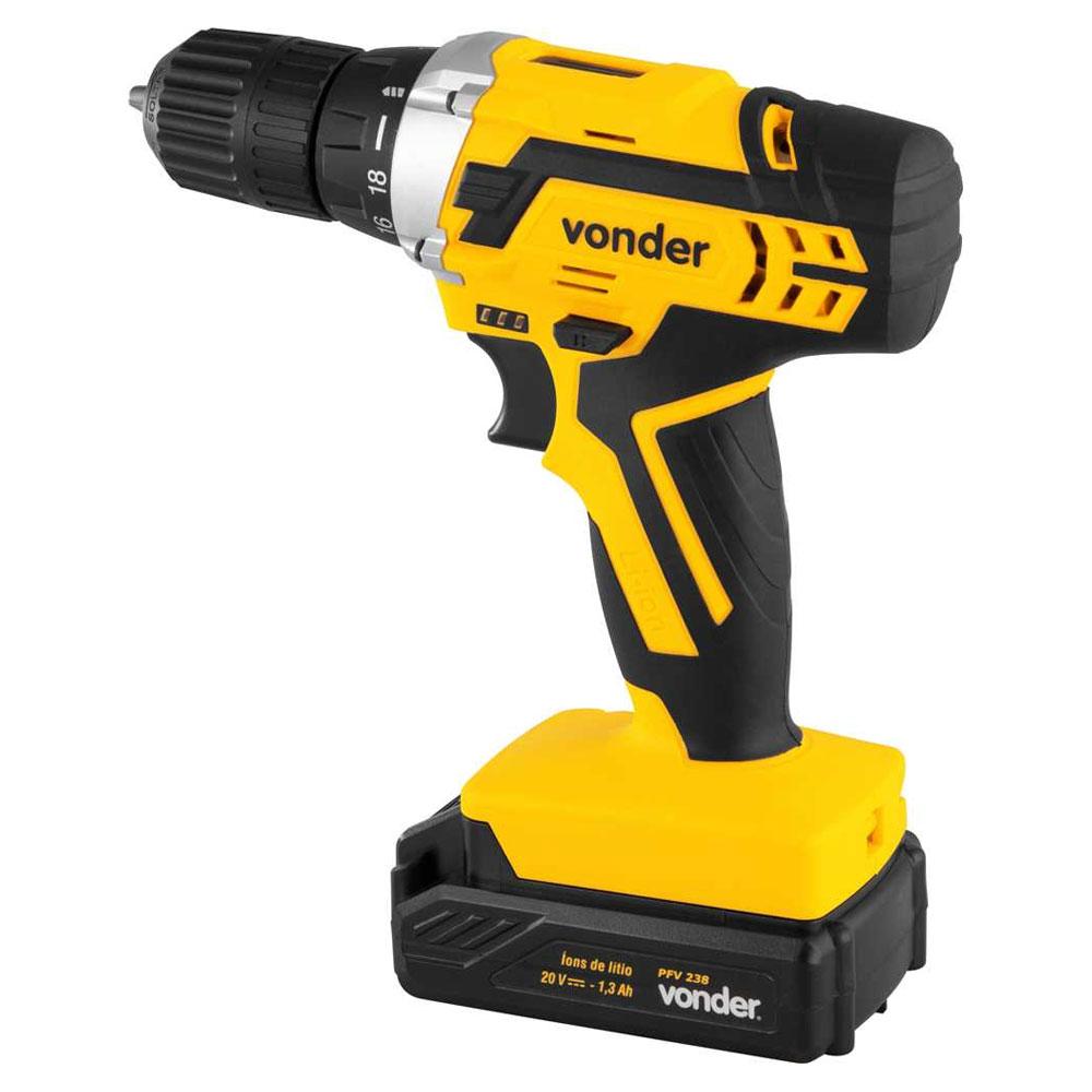 Parafusadeira Furadeira Bateria 20V Bivolt PFV238 Com Maleta e Acessórios - Vonder 6001238000