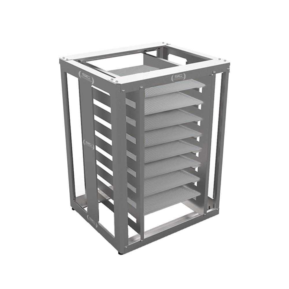 Kit Mesa Bancada Cavalete de Apoio 8 Níveis CFCS Inox + 8 Assadeiras 35x35 - Venâncio