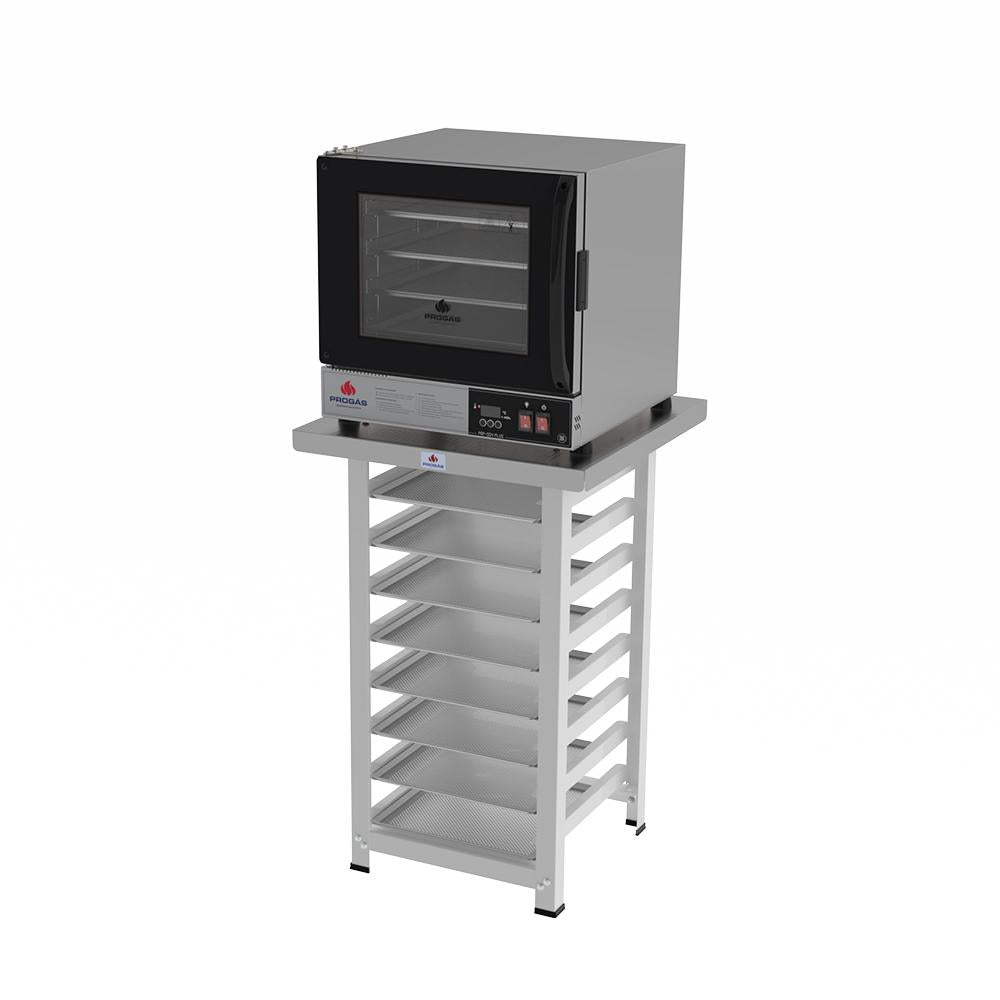 Kit Forno Turbo Elétrico PRP-004 Plus 220V Preto + Bancada MES-004 Progás + 8 Assadeiras Cimapi