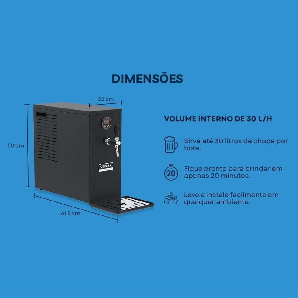 Chopeira Doméstica Preto Fosco Com Pressão Interna OU CO2 CVX1 220V - Venax 33176