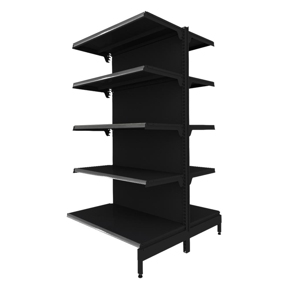 Gôndola Prateleira Preta New Plus 1,70 Central Continuação GCC - Sa Gôndolas Porta Etiquetas Cinza