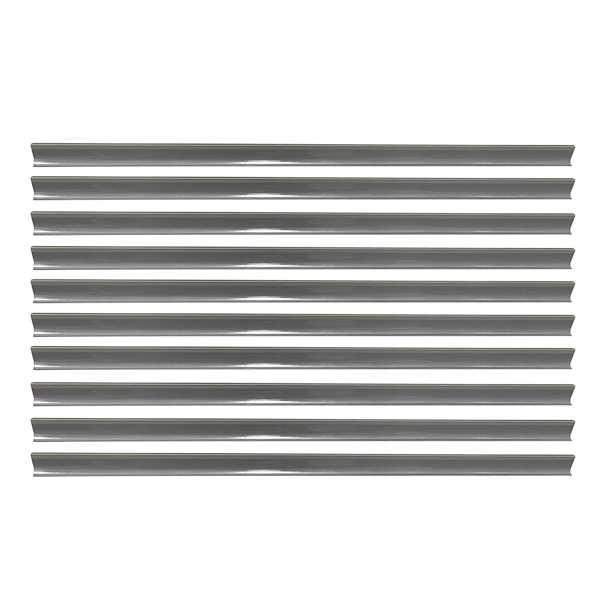 Kit 10 Porta Etiquetas Simples 90cm Cinza Com Acrílico New Plus/Plus - SA Gôndolas