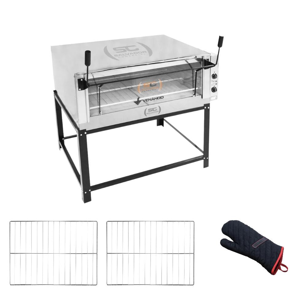 Forno Elétrico Industrial Refratária Roma Inox Feri110 220v + 2 Grades + Luva Térmica - Venâncio