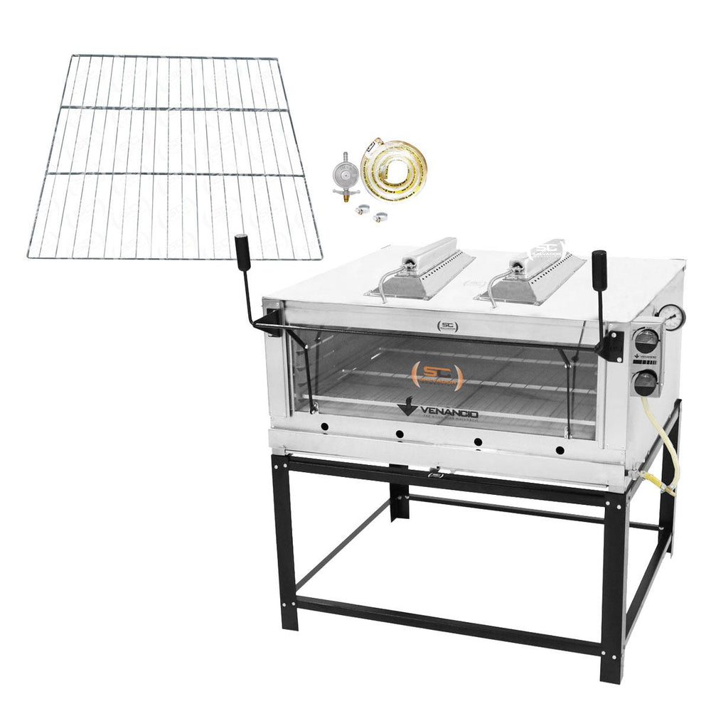 Kit Forno De Lastro a Gás Refratário Roma Inox Infravermelho FIRIV110 + Grade Extra + Kit Gás 2kg
