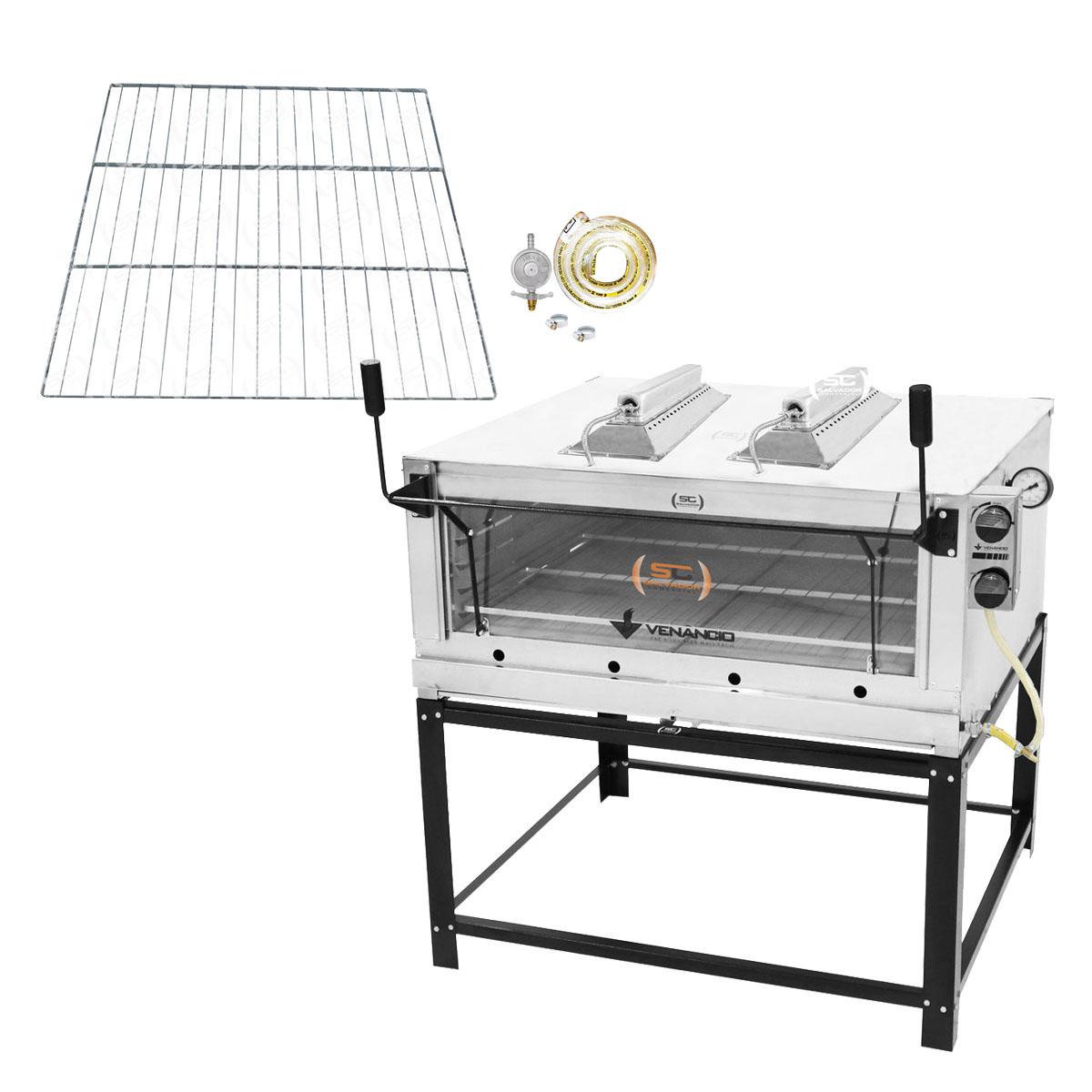 Kit - Forno Gás Industrial Roma Inox Infravermelho Firiv110 + Grade Extra + Kit Gás 2kg