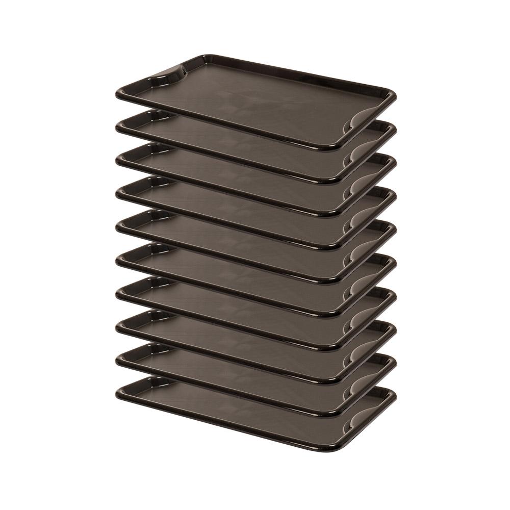 Conjunto 10 Bandejas Plásticas Self-Service Refeição 48x32,5x2 BR-100 Preta - Della Plast