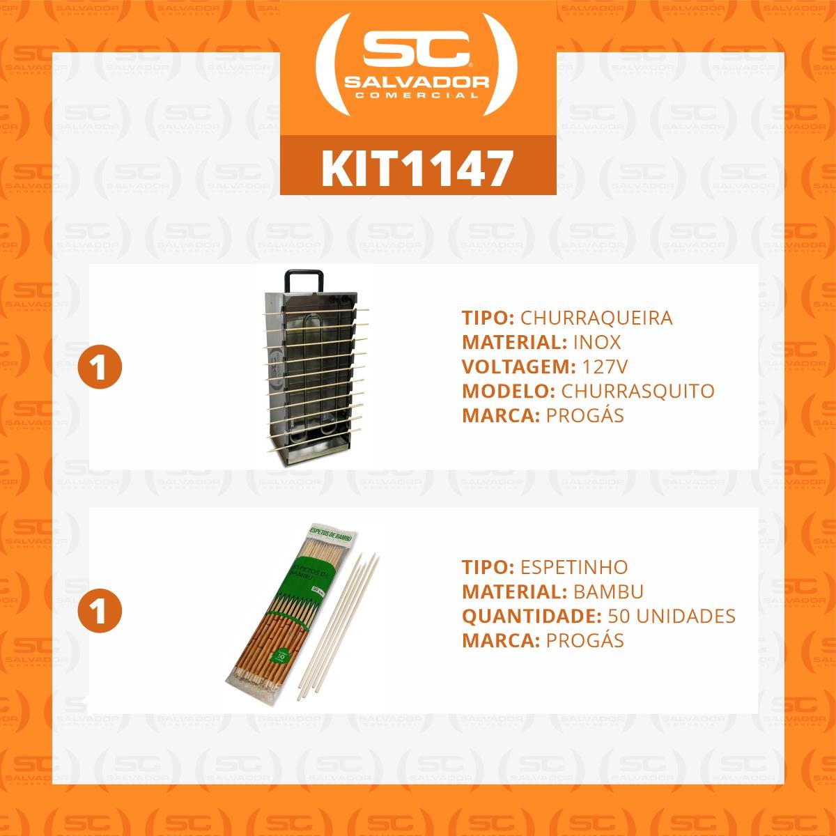 Kit - Churrasqueira 10 Espetinhos Churrasquito Elétrico Pr-199e 127v + 50 Espetinhos - Progás