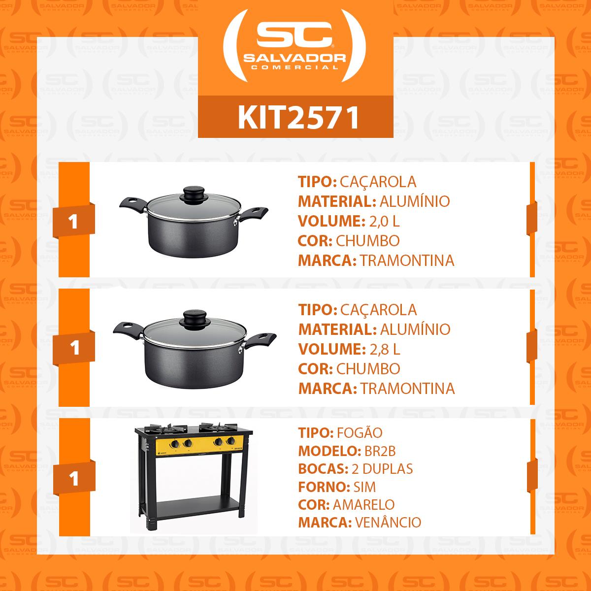 Fogão Industrial 2 Bocas Bravo Amarelo Venâncio + 2 Caçarolas Tramontina Turim