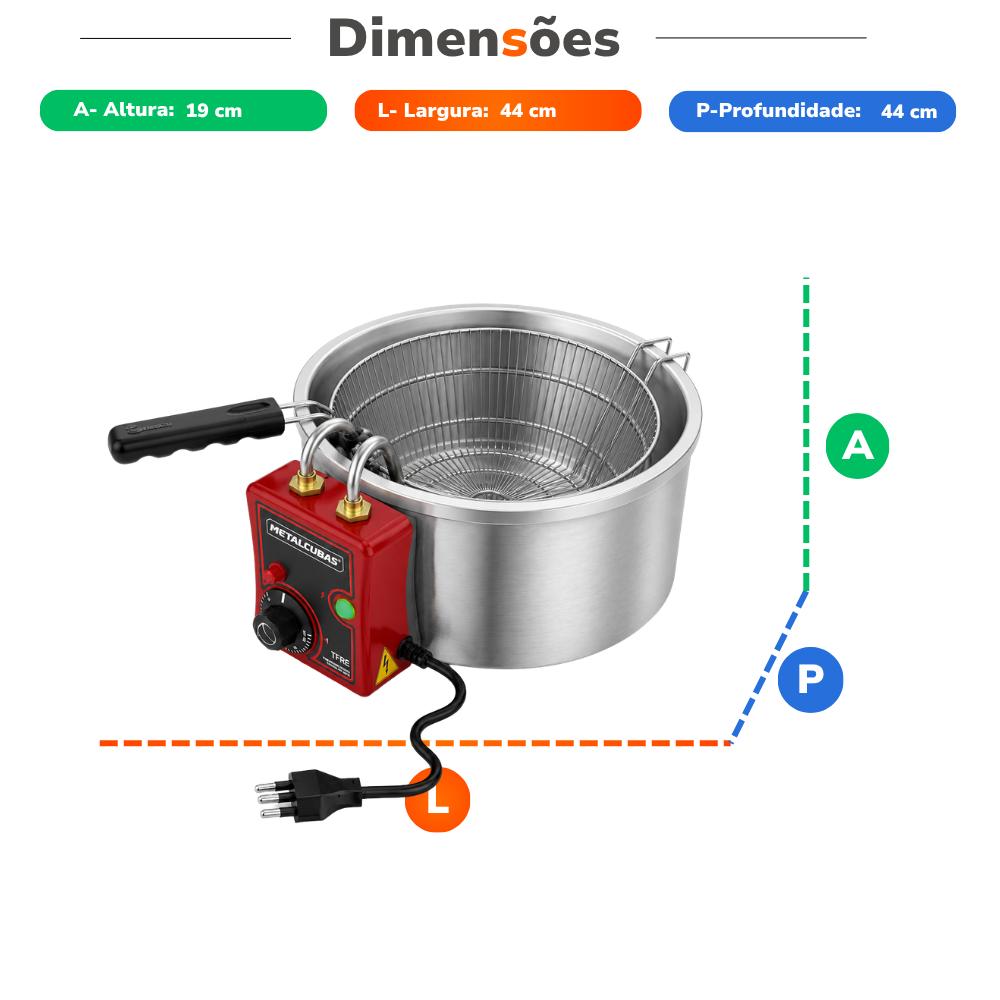 Tacho Fritador Elétrico a Óleo 5 Litros Comercial 3800w TRFE 5 220v - Metalcubas 14567