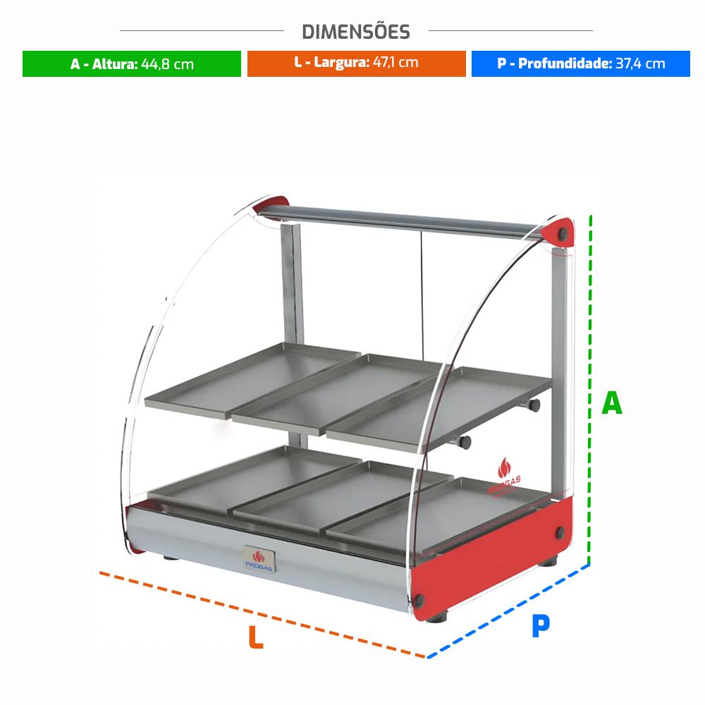 Estufa de Salgados Aquecida Curva 6 Bandejas 250w PRV-06DE Vermelho 127V - Progás P37040