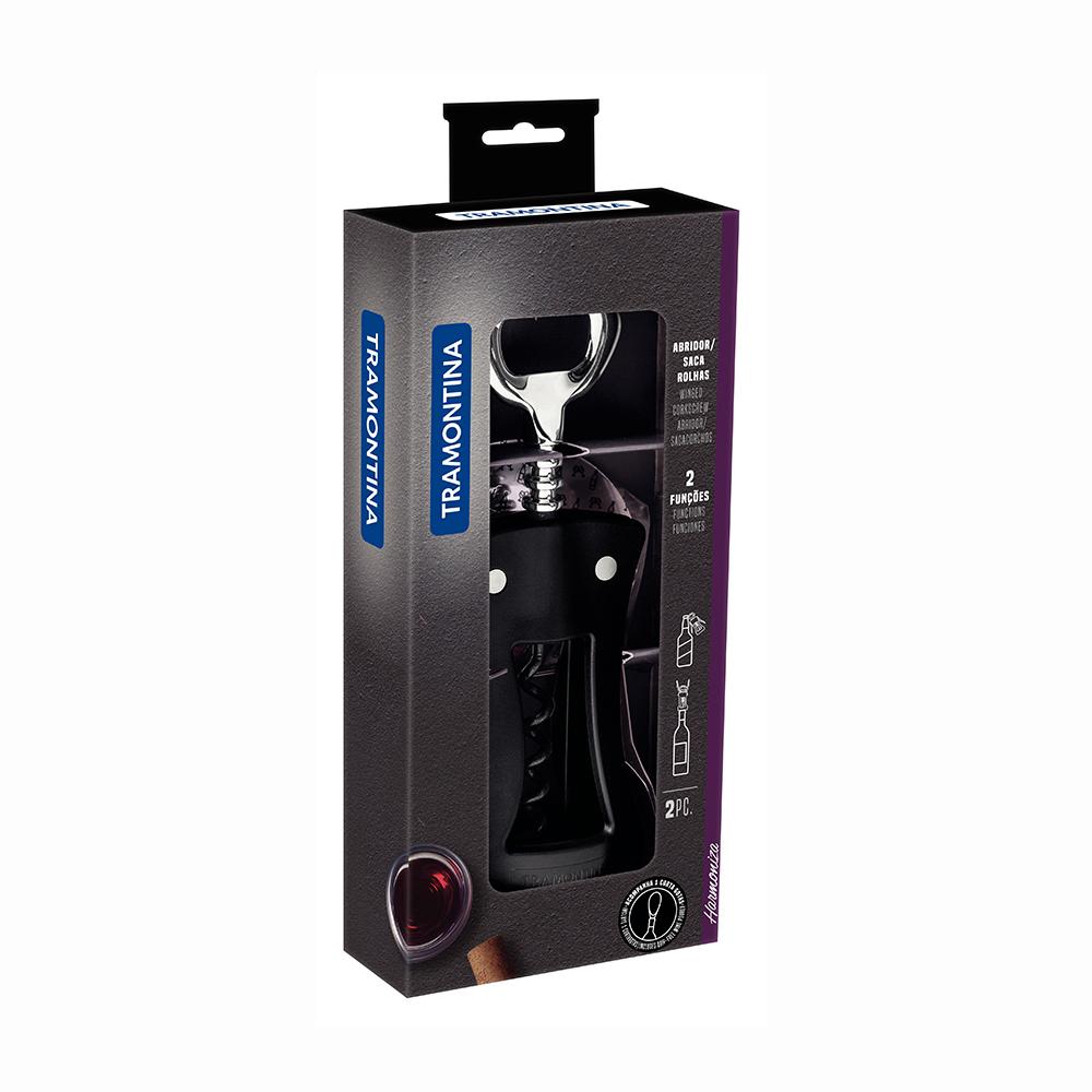 Saca Rolhas Harmoniza Design Ergonômico Corpo Abs e Abridor de Zamak Preto - Tramontina 25550100