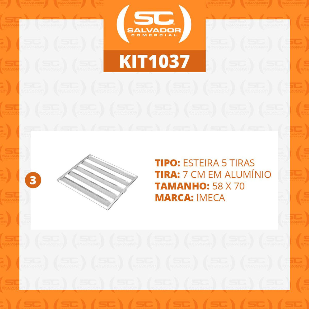 Kit 3 Esteiras Pão Francês 5 Talas Tiras Alumínio 7cm 50g 58x70cm - Imeca