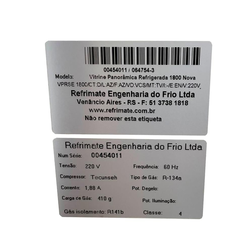SEMINOVO - Câmara Panorâmica Refrigerada Serpentina 1,80m, VPRS 1800 Azul 220V - Refrimate