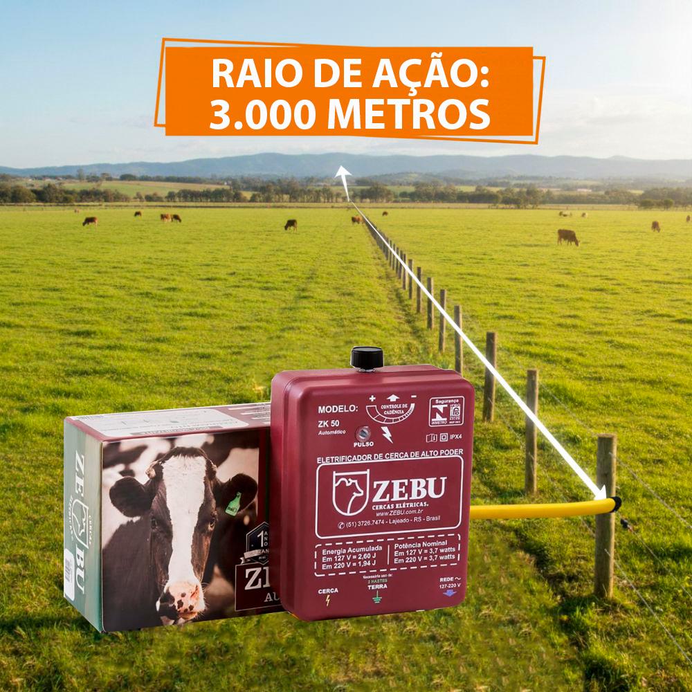 Eletrificador Elétrico de Cercas Médias Propriedades Até 25.000m ZK50 Bivolt - ZEBU 3531-9