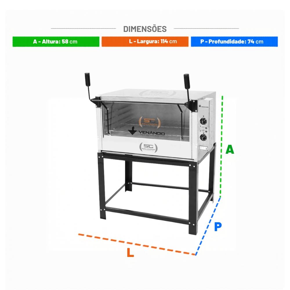 Forno Elétrico Industrial Refratária Roma Inox Feri90 220v + 2 Grades Extra + pá Pizza - Venâncio