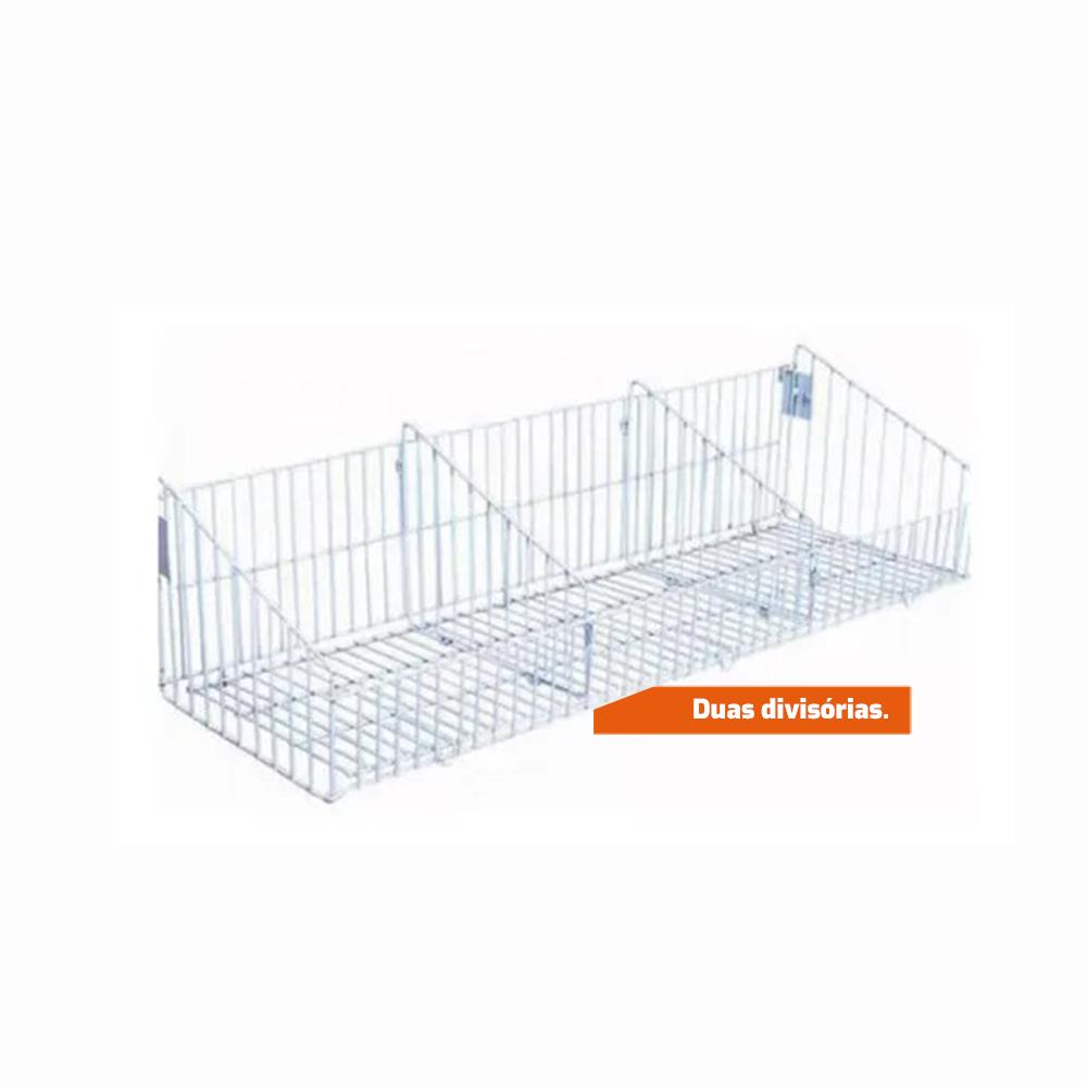 Cesto Aramado 30cm x 91cm com 2 Divisórias Branco New Plus - SA Gôndolas