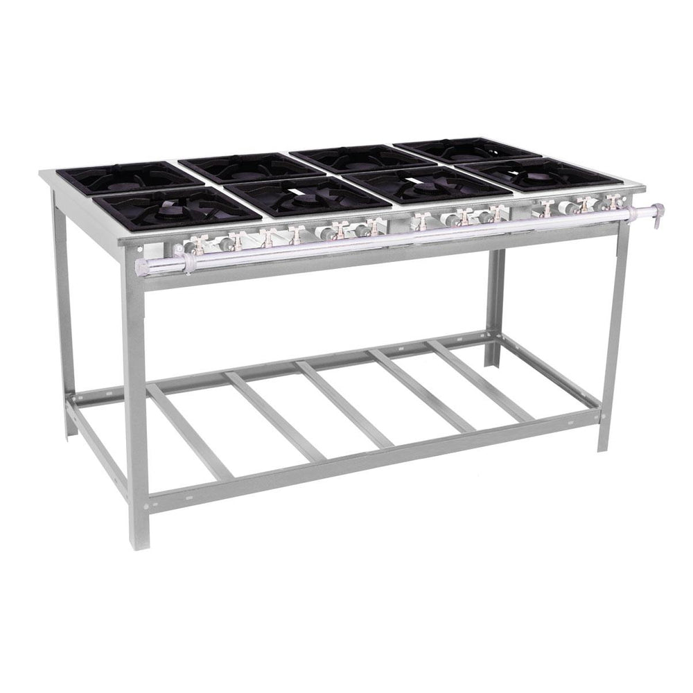 Fogão Industrial 8 Bocas 4 Duplas a Gás Extra Inox Com Espera Para Forno EI8D4E - Venâncio