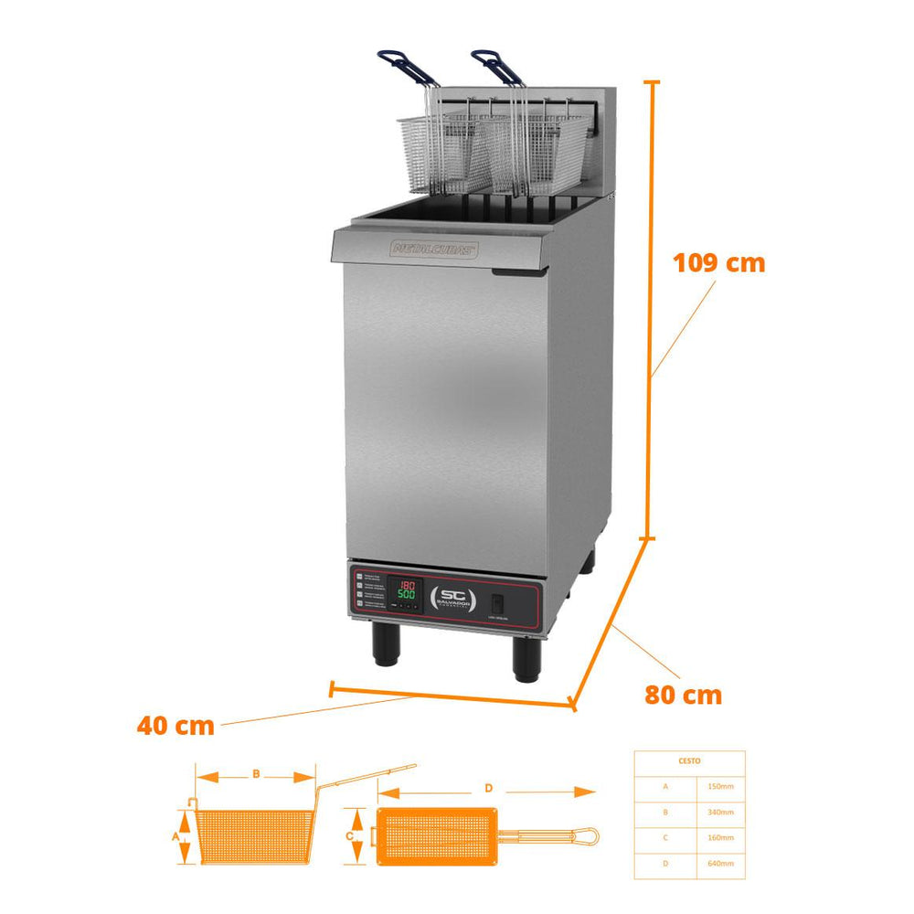Fritadeira Industrial Elétrica Água e Óleo 30L 2 Cestos Trifásico FAO 2 C T PRM 380T - Metalcubas