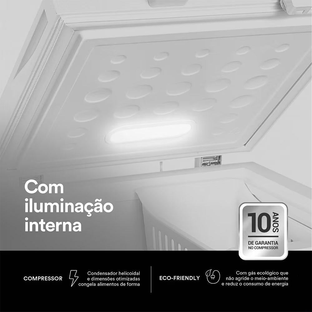 Freezer Horizontal Conservador 110 Litros Dupla Ação +8°C a -18°C Eco Gelo Tampa Sólida EFH120X 220V - EOS