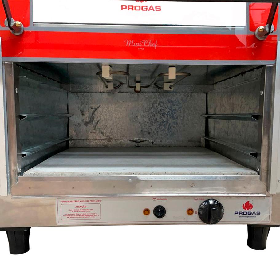 SEMINOVO - Forno Lastro Refratário Mini Chef Prpe-400 Elétrico Gratinador Progas 127V
