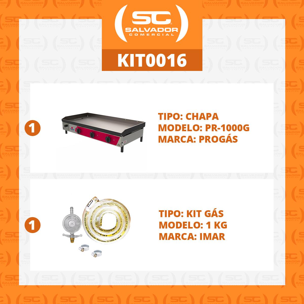 Kit - Chapa Lanche Bifeteira a Gás PR-1000 G + Kit Gás - Progás