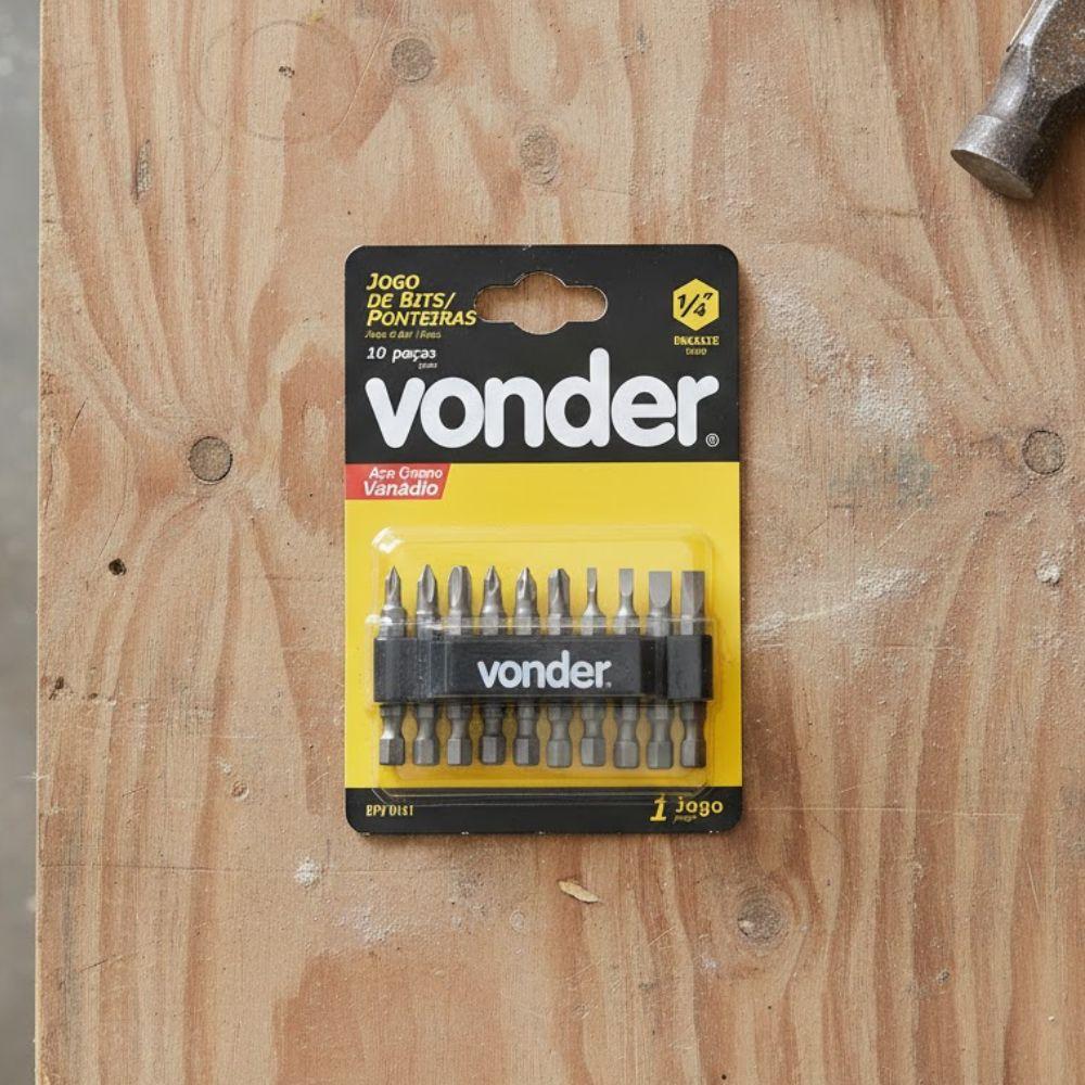 Jogo de Bits/ponteiras Com 10 Peças de Encaixe Sextavado 1/4"" - Vonder 3538100000