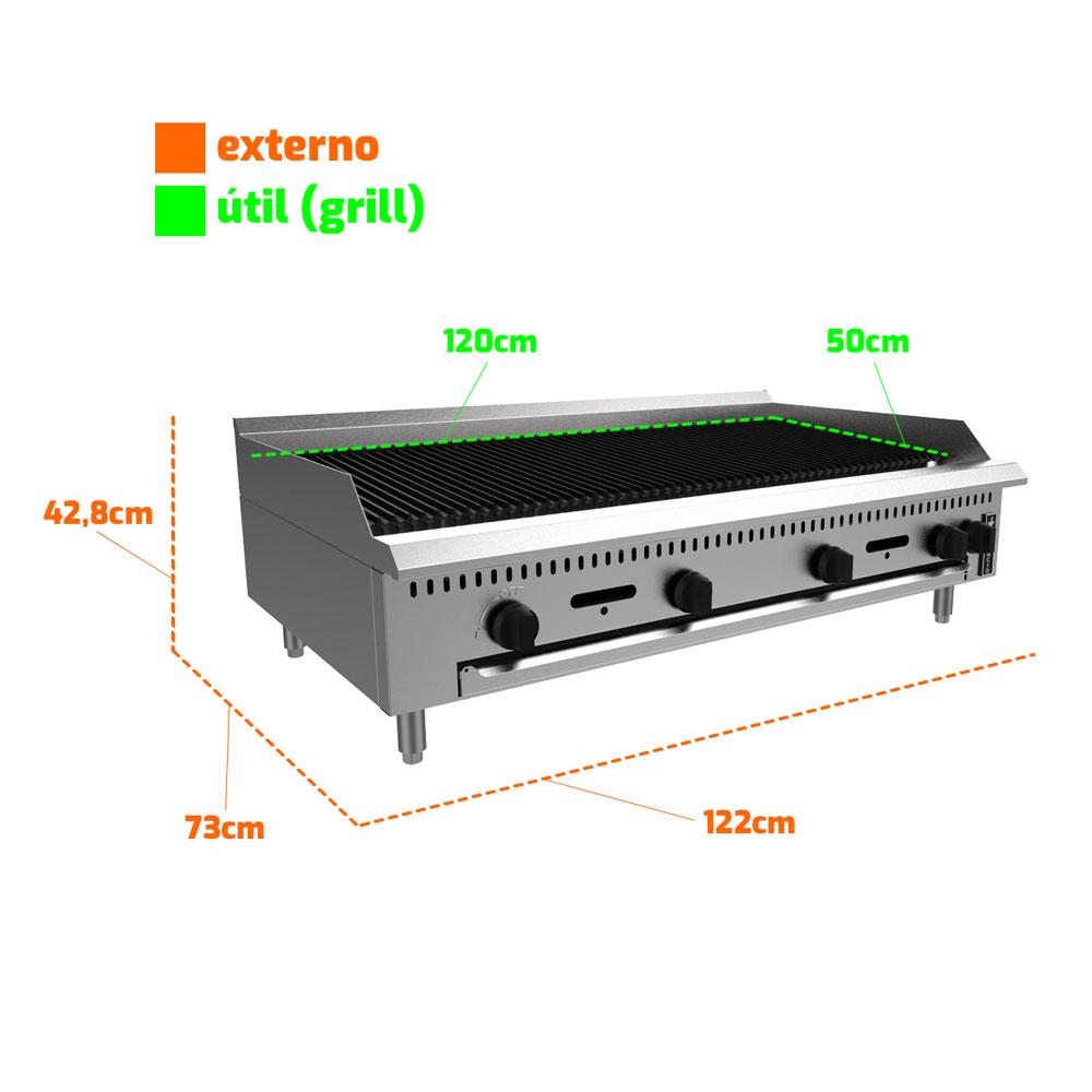Chapa Grill Char Broiler Profissional Industrial Prime a Gás 120cm PCG120G - Venâncio