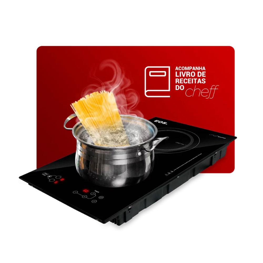 Fogão Cooktop De Indução 2 Bocas De Embutir Preto 3500W Cheff Gourmet ECI02EP 220V - EOS