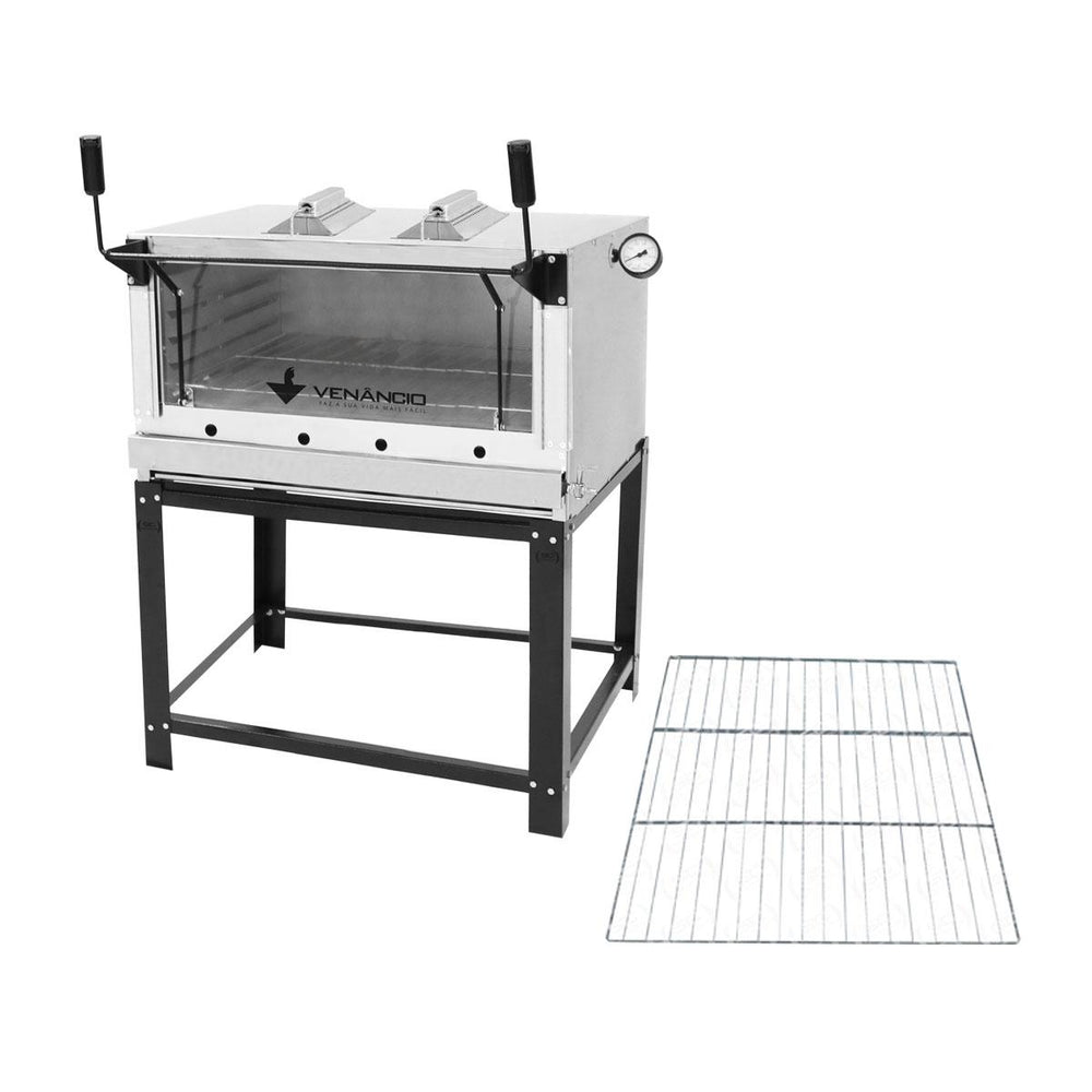 Kit Forno De Lastro a Gás Refratário Roma Inox Infravermelho FIRIV90 + Grade Extra