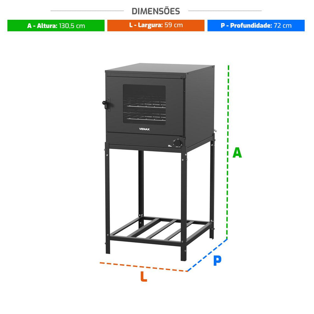 Forno Industrial FI 109L Com Base Preto Interno Esmaltado Gás GLP FI109CB - Venax 9728