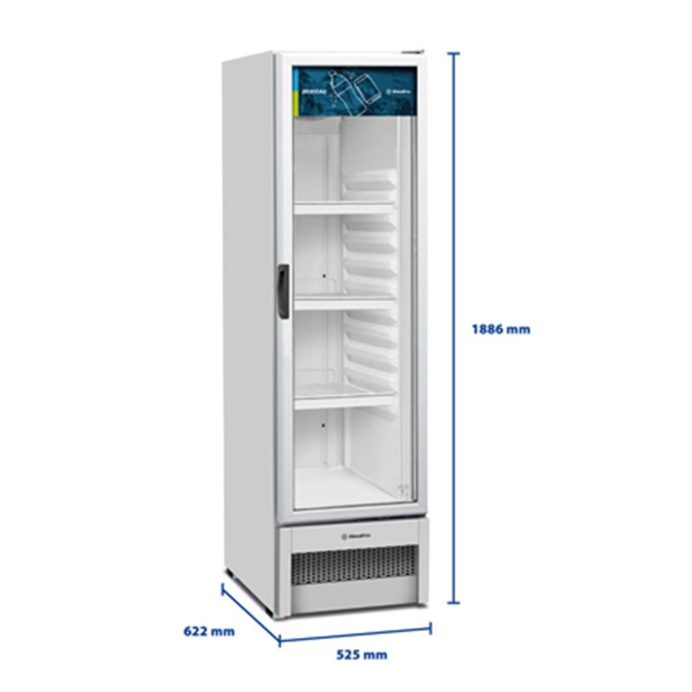 Refrigerador Visa Expositor Branco 303/326L Porta De Vidro 2°C a 8°C VB28RB - Metalfrio