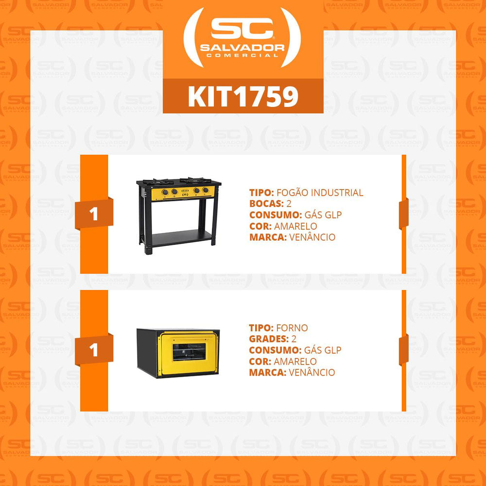 Fogão Industrial  2 Bocas Duplas a Gás com Forno Bravo BR2BF Amarelo – Venâncio
