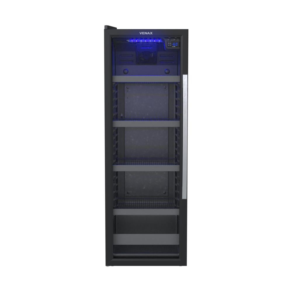 Cervejeira Visa Cooler Preta 200L Porta De Vidro Invertida Blue Light 0°C a -6°C EXPVQBL200PI 127V - Venax