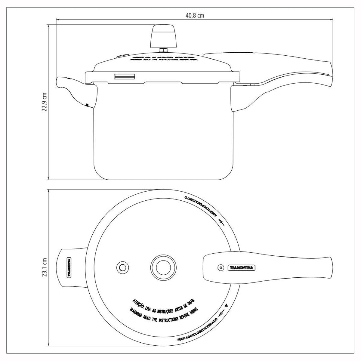Panela de Pressão 4,5l Alumínio Antiaderente Vermelho + 3 Utensílios - Tramontina