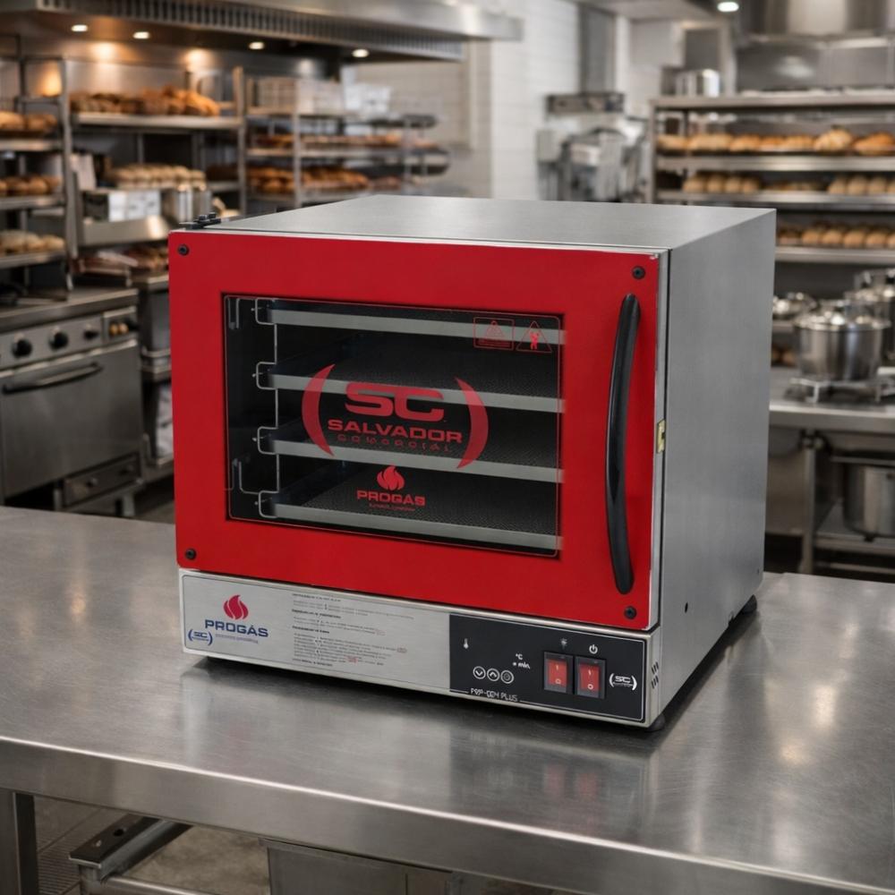 Kit Forno Turbo Elétrico Profissional Digital PRP-004 Plus 220V Vermelho + 4 Grades - Progás