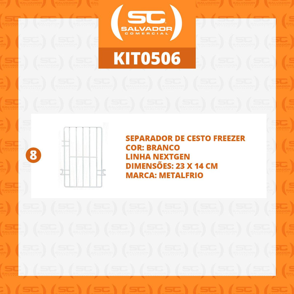 Kit - 8 Separadores Cesto Nextgen Branco - Metalfrio