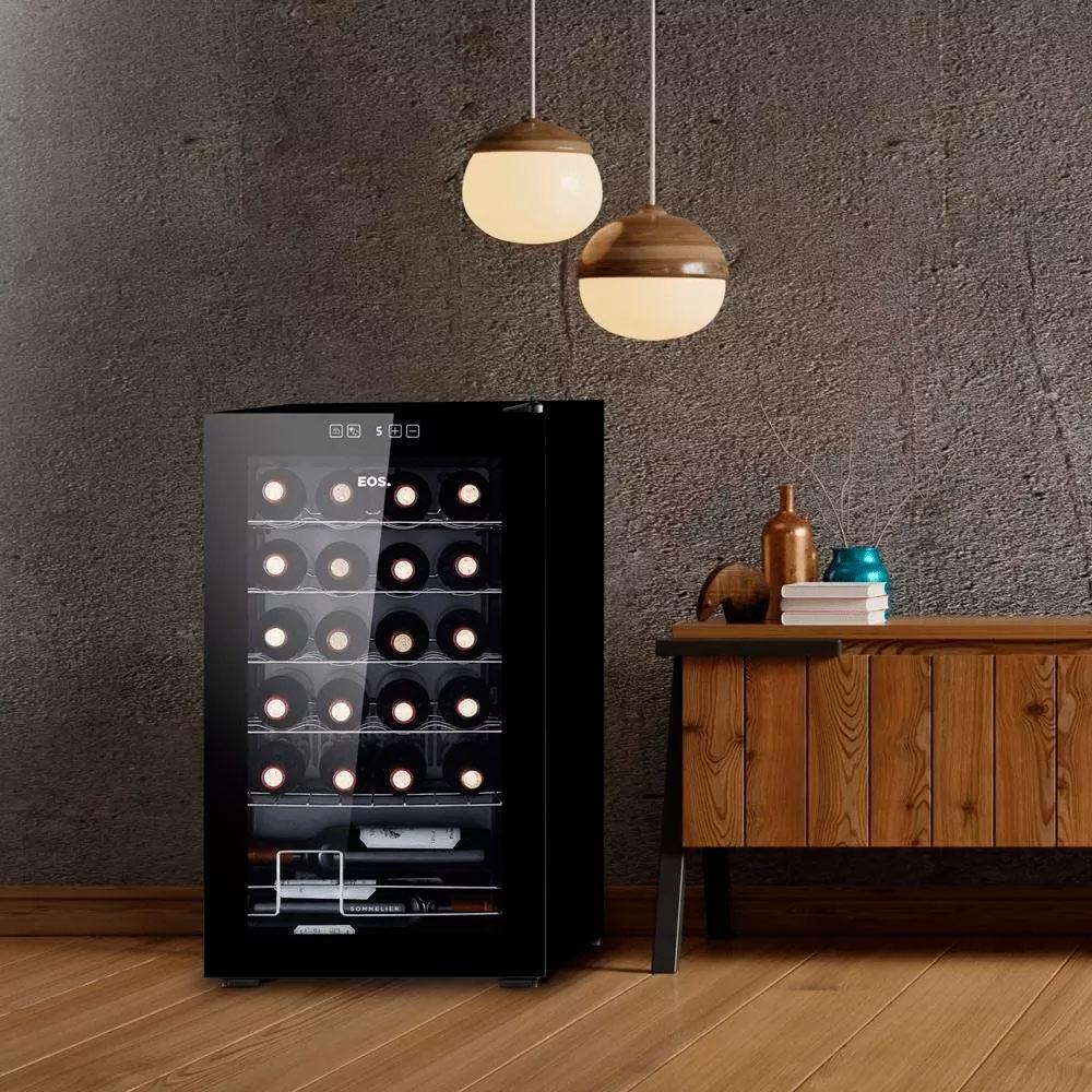 Adega 24 Garrafas Climatizada Painel Touch EAC24G 220V com Abridor Elétrico Preto EOS