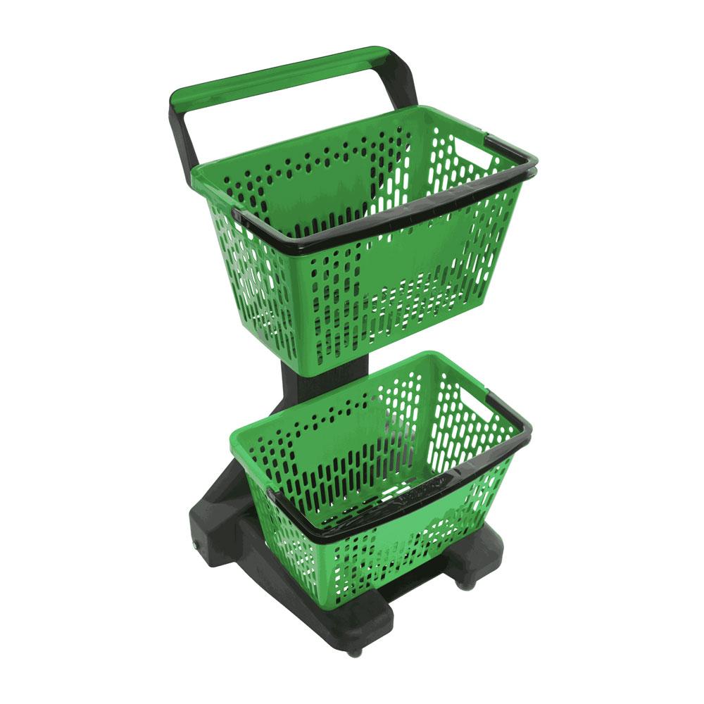 Carrinho De Compras Preto Com Cestos 12kg Removíveis Verde D-500 - Dellaplast