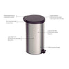 Lixeira Com Pedal em Aço Inox Com Acabamento Polido New 20 Litros - Tramontina 94538720
